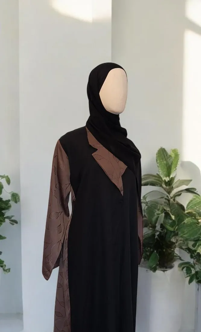 Abaya kimono Seyra (Black And Brown) — Dar Nūr