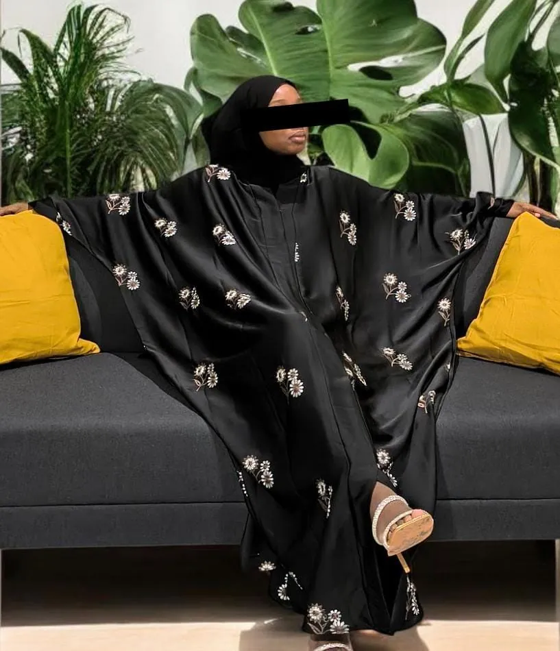 Abaya Farasha (Brodé) Black — Dar Nūr