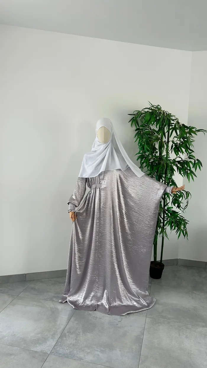 Abaya Nouha Gris Argenté — Dar Nūr